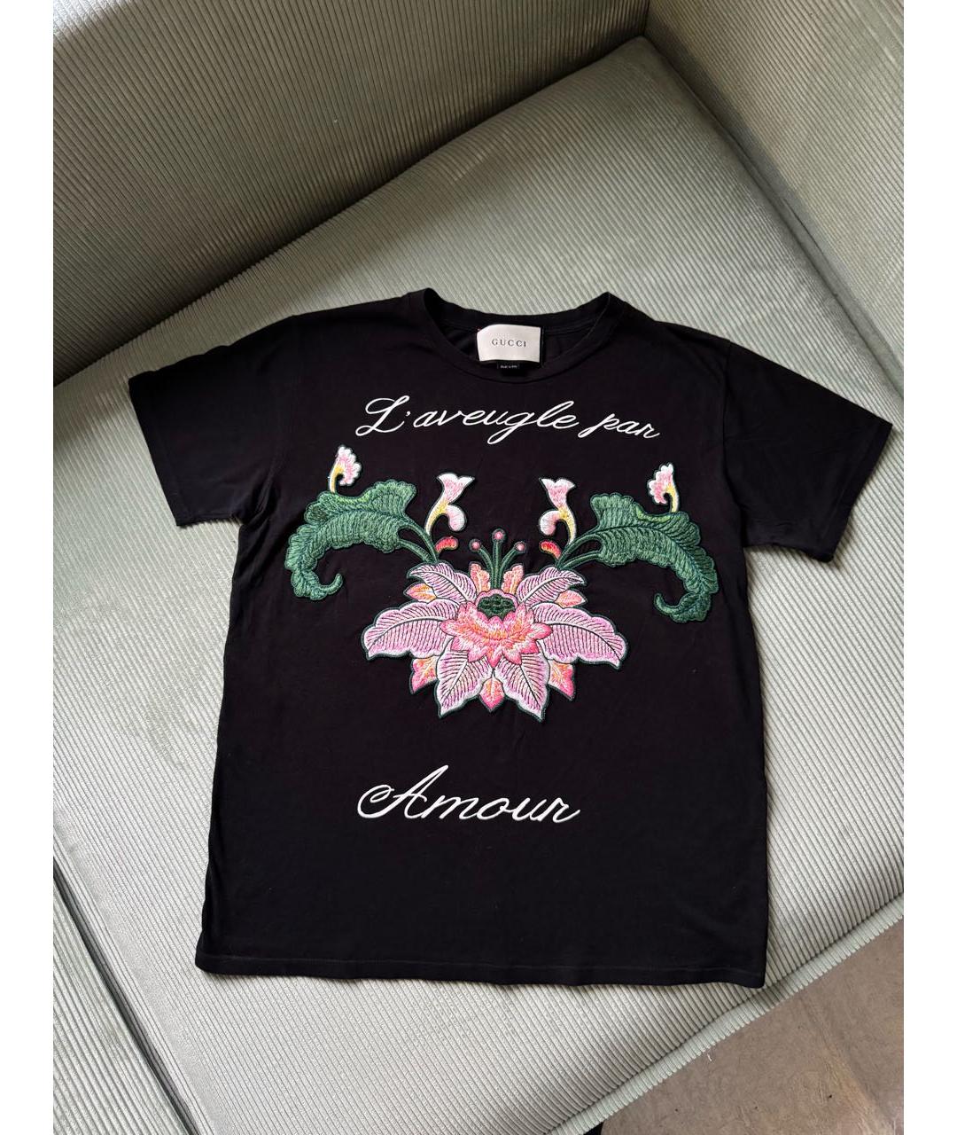 GUCCI Черная хлопковая футболка, фото 6