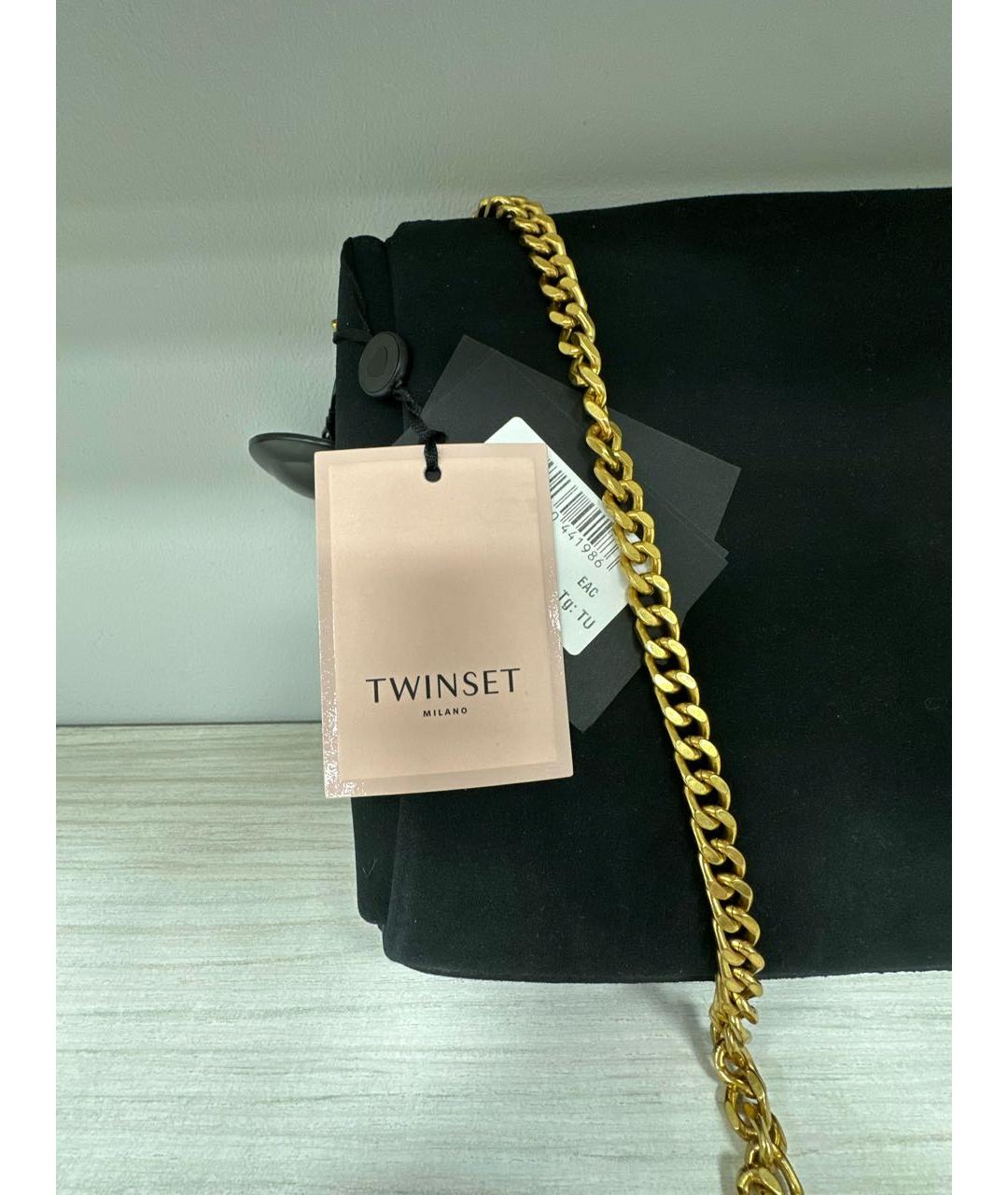 TWIN-SET Черная замшевая сумка через плечо, фото 6