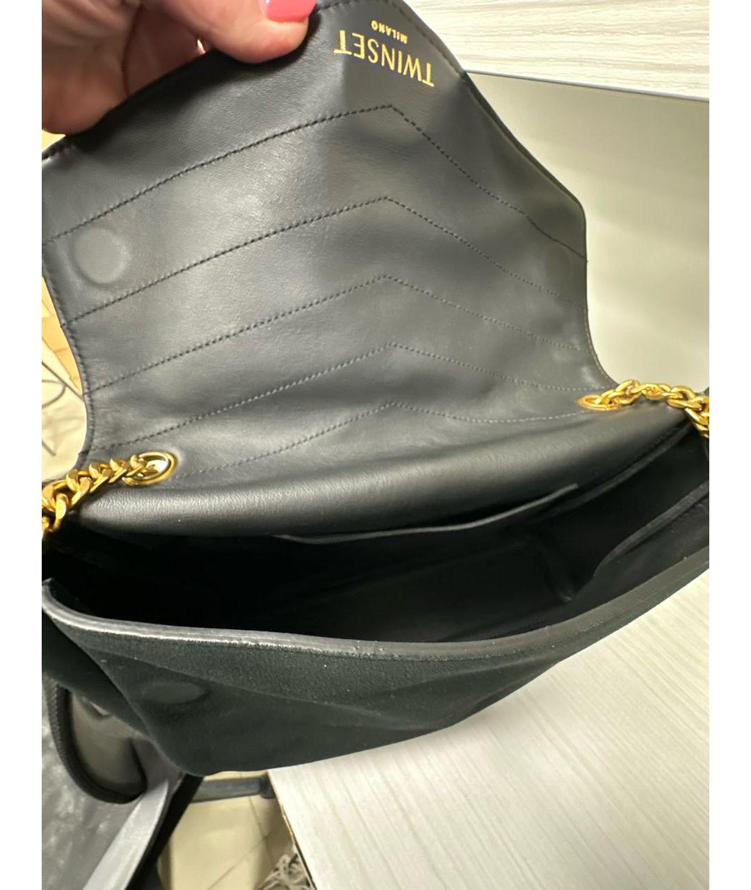 TWIN-SET Черная замшевая сумка через плечо, фото 4