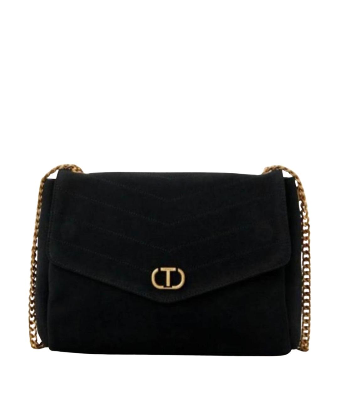 TWIN-SET Черная замшевая сумка через плечо, фото 1