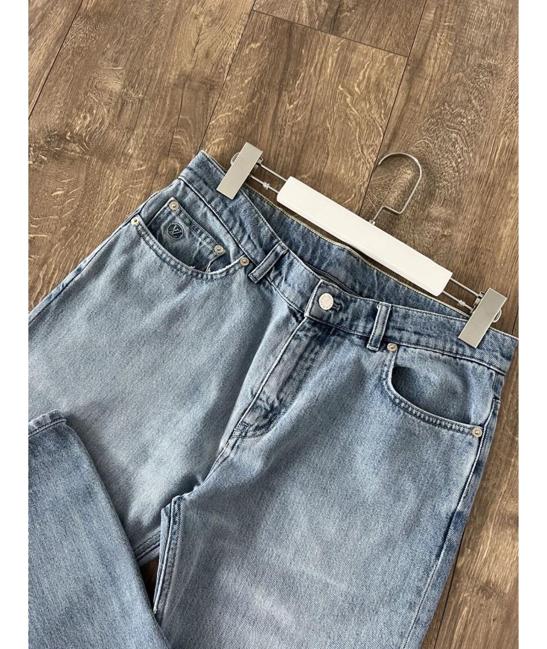 LOUIS VUITTON Голубые хлопковые джинсы скинни, фото 4