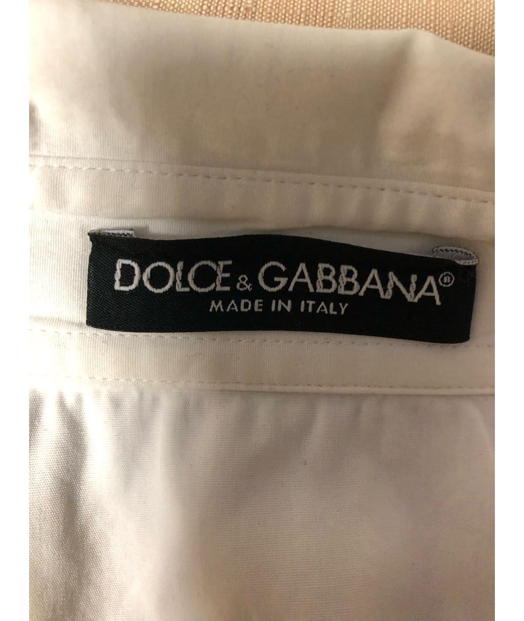 DOLCE&GABBANA Белая хлопко-эластановая рубашка, фото 3