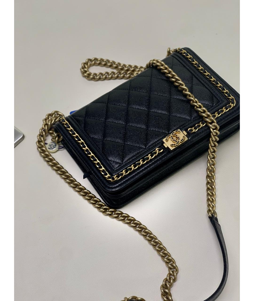 CHANEL Черная кожаная сумка через плечо, фото 5