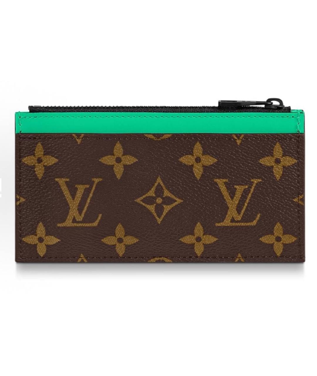 LOUIS VUITTON Зеленый кожаный кардхолдер, фото 2