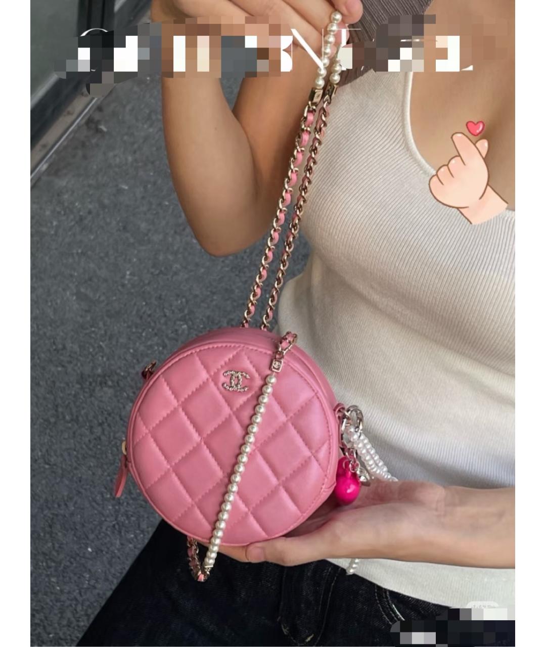 CHANEL Розовая кожаная сумка через плечо, фото 6