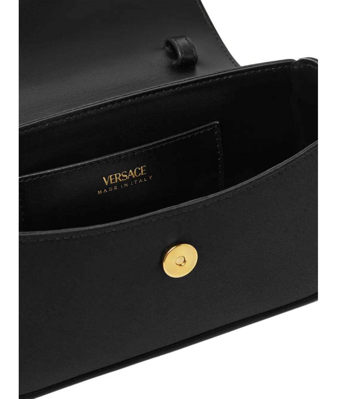 VERSACE Черная кожаная сумка через плечо, фото 5