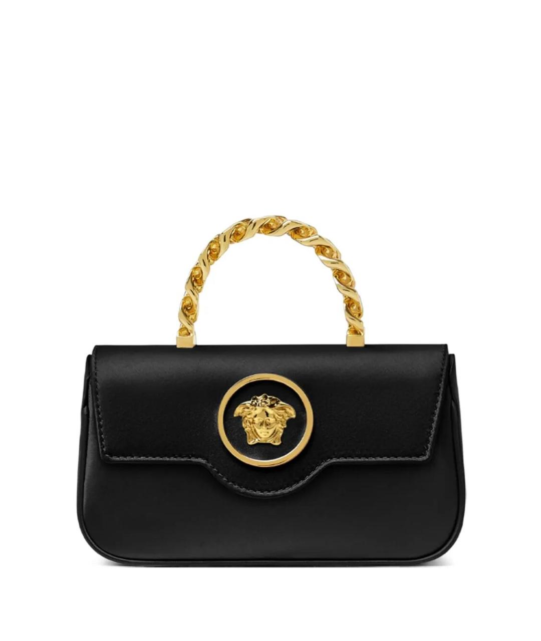 VERSACE Черная кожаная сумка через плечо, фото 1