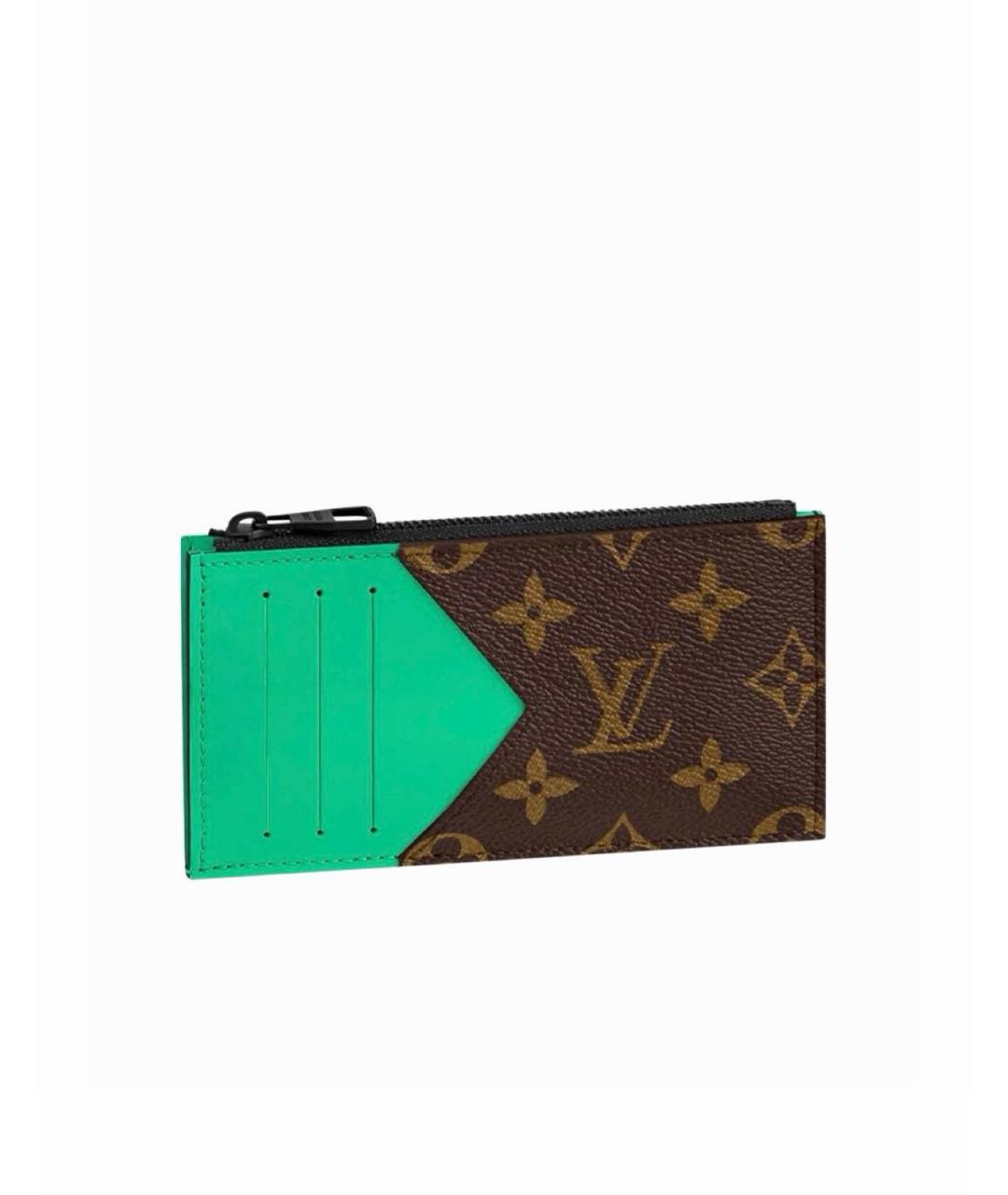 LOUIS VUITTON Зеленый кожаный кардхолдер, фото 1