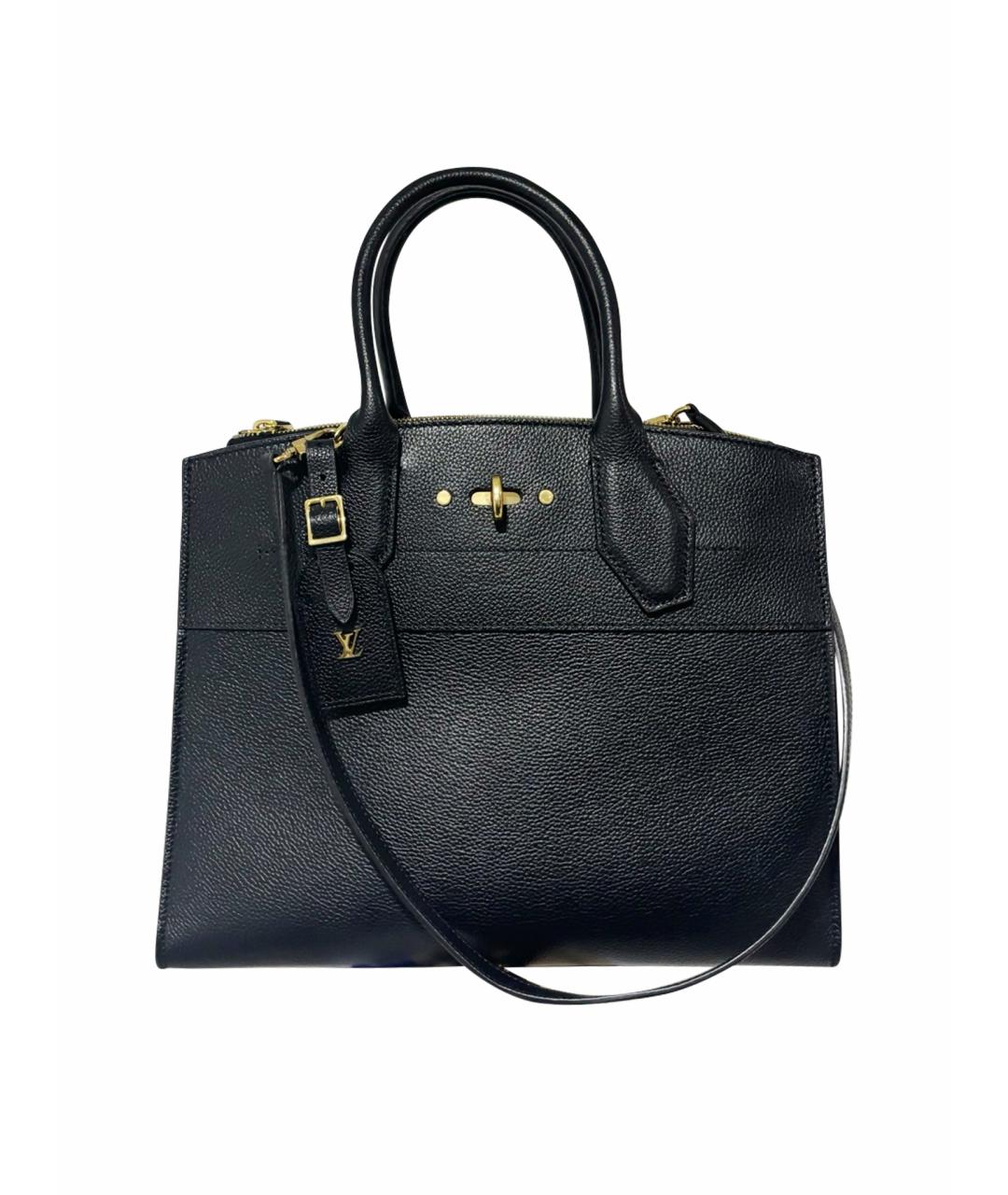 LOUIS VUITTON Черная кожаная сумка с короткими ручками, фото 1