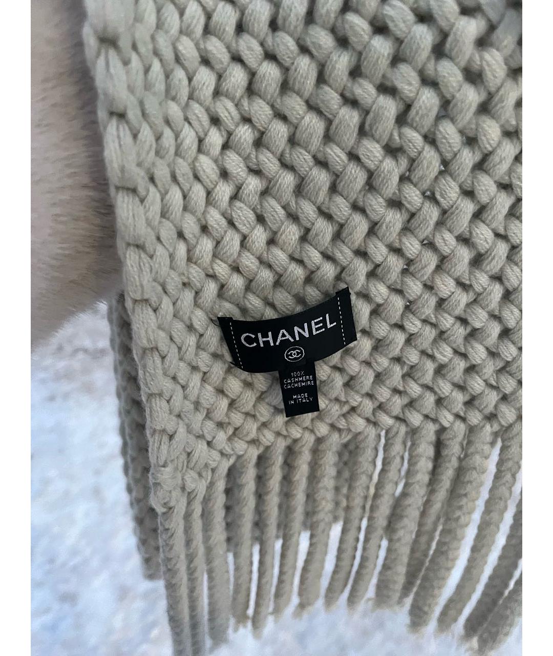 CHANEL Серый кашемировый шарф, фото 3