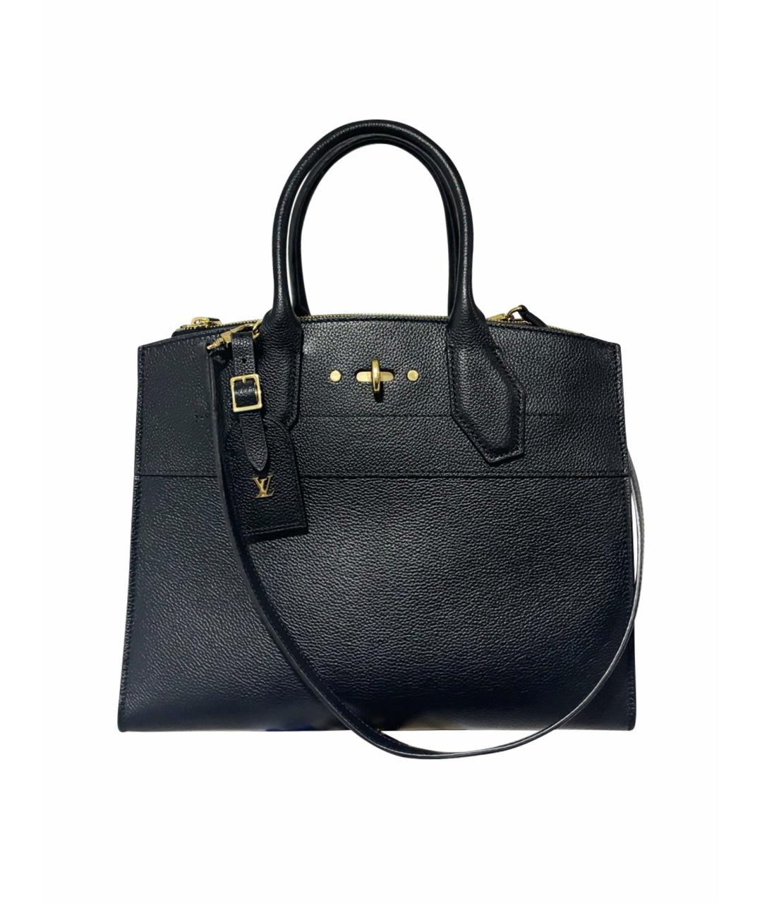 LOUIS VUITTON Черная кожаная сумка с короткими ручками, фото 1