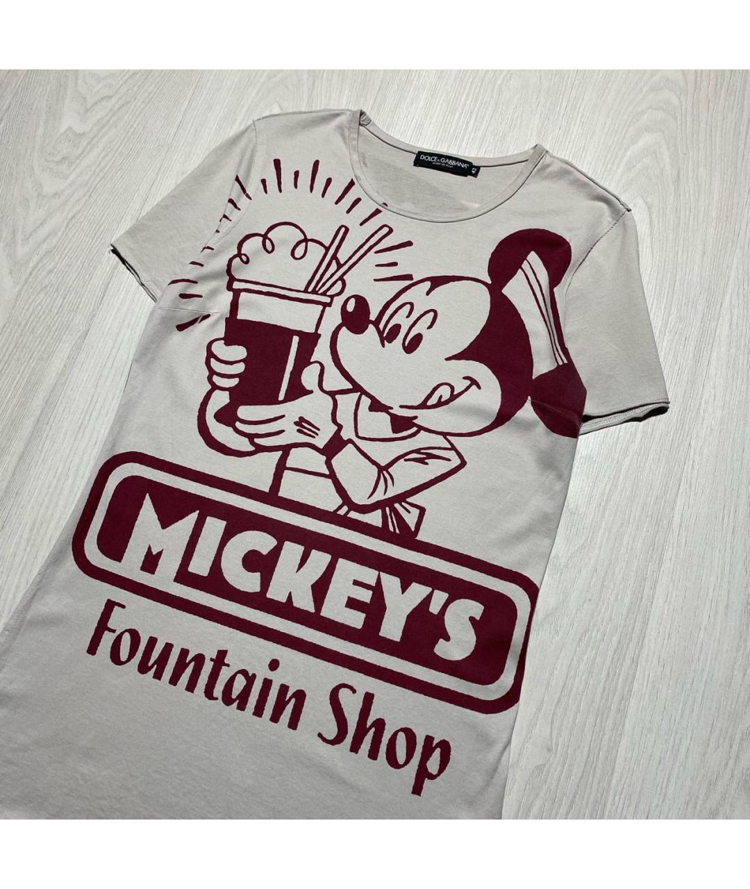 DOLCE&GABBANA Серая хлопковая футболка, фото 2