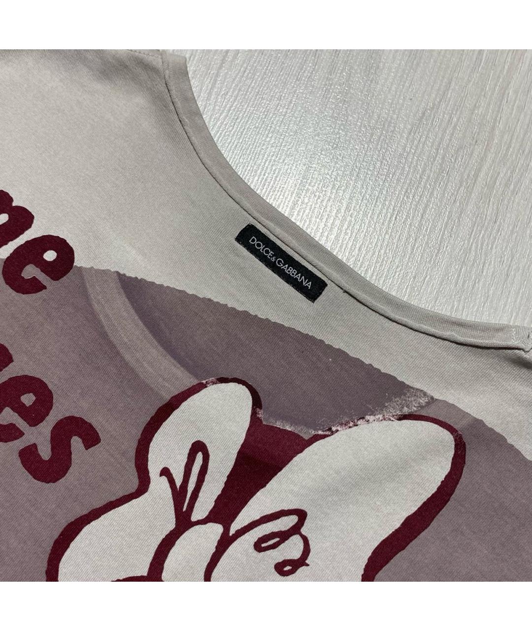 DOLCE&GABBANA Серая хлопковая футболка, фото 6