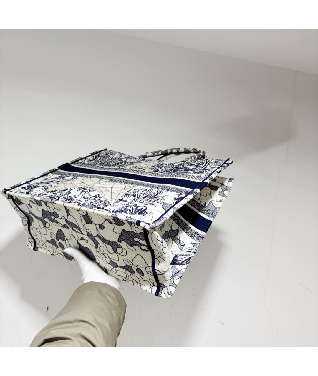 CHRISTIAN DIOR Голубая жаккардовая сумка с короткими ручками, фото 3