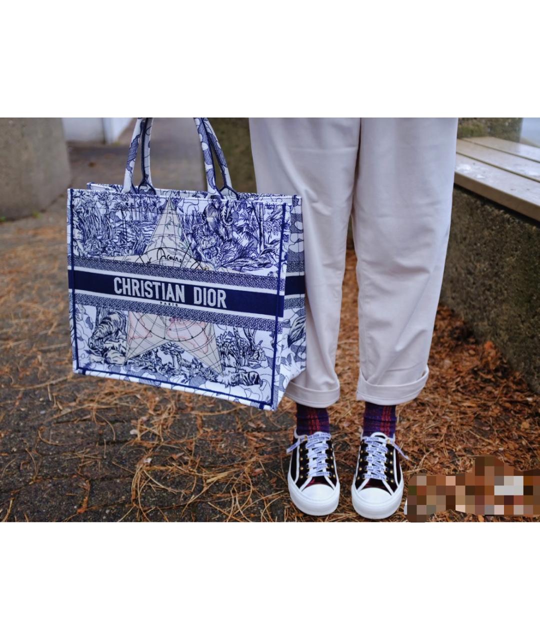 CHRISTIAN DIOR Голубая жаккардовая сумка с короткими ручками, фото 9