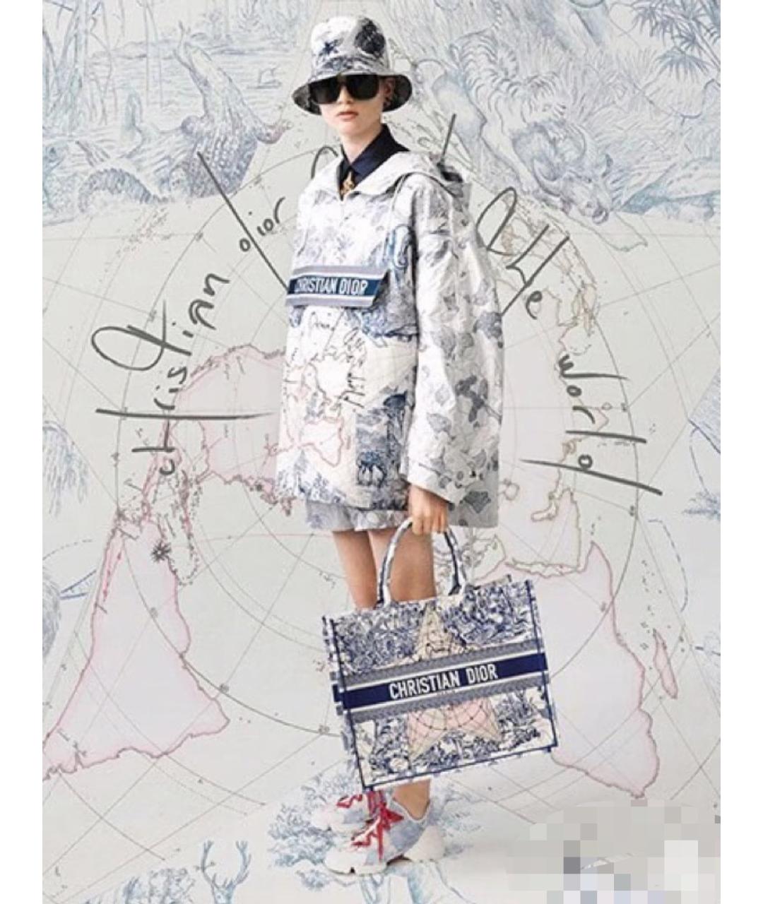 CHRISTIAN DIOR Голубая жаккардовая сумка с короткими ручками, фото 8