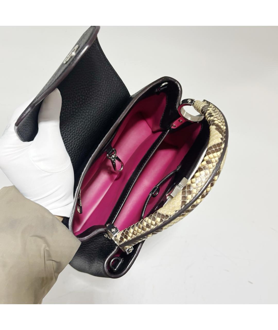 LOUIS VUITTON Черная кожаная сумка с короткими ручками, фото 6