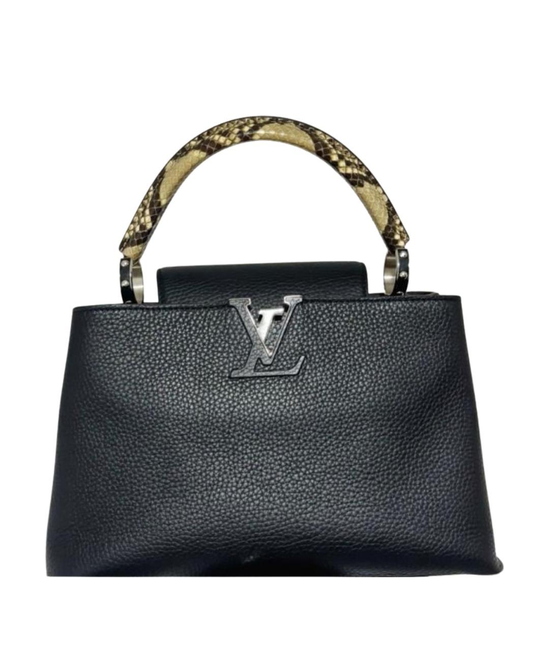 LOUIS VUITTON Черная кожаная сумка с короткими ручками, фото 1