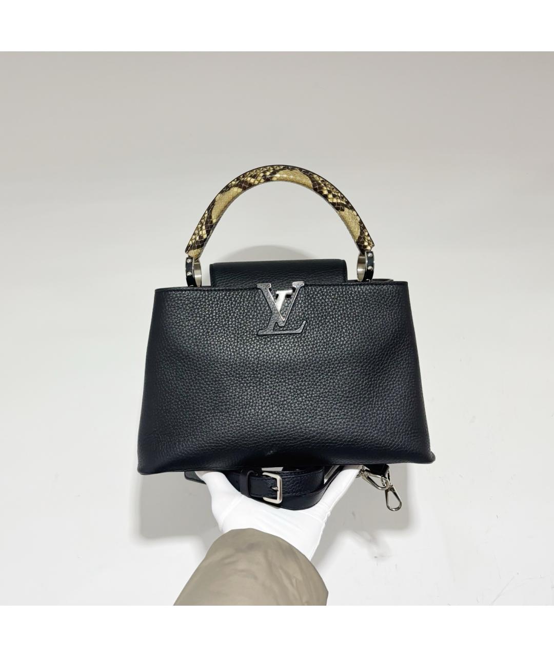 LOUIS VUITTON Черная кожаная сумка с короткими ручками, фото 10