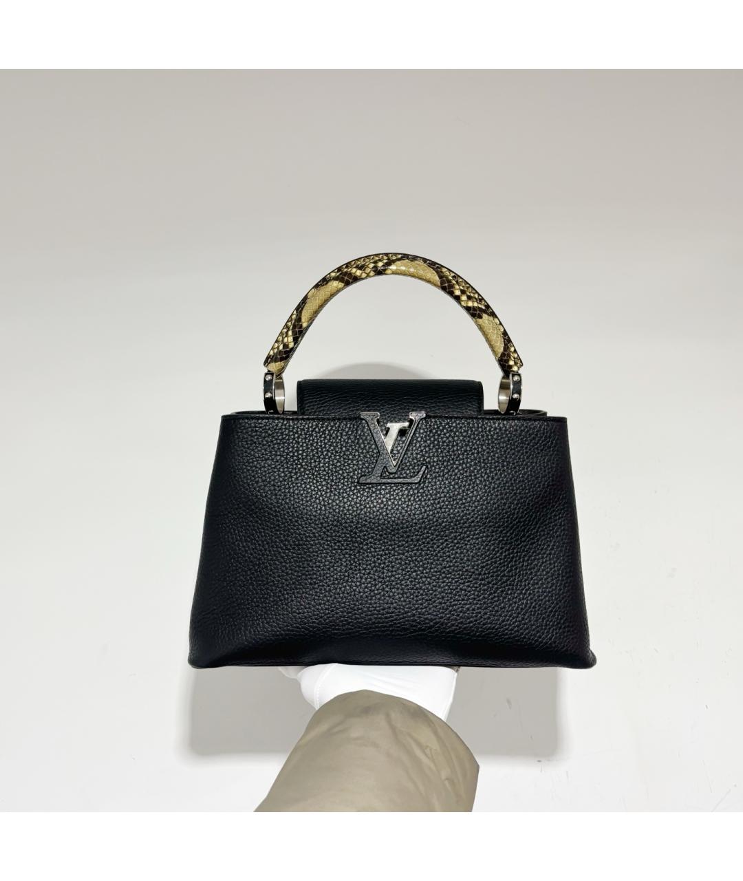 LOUIS VUITTON Черная кожаная сумка с короткими ручками, фото 2