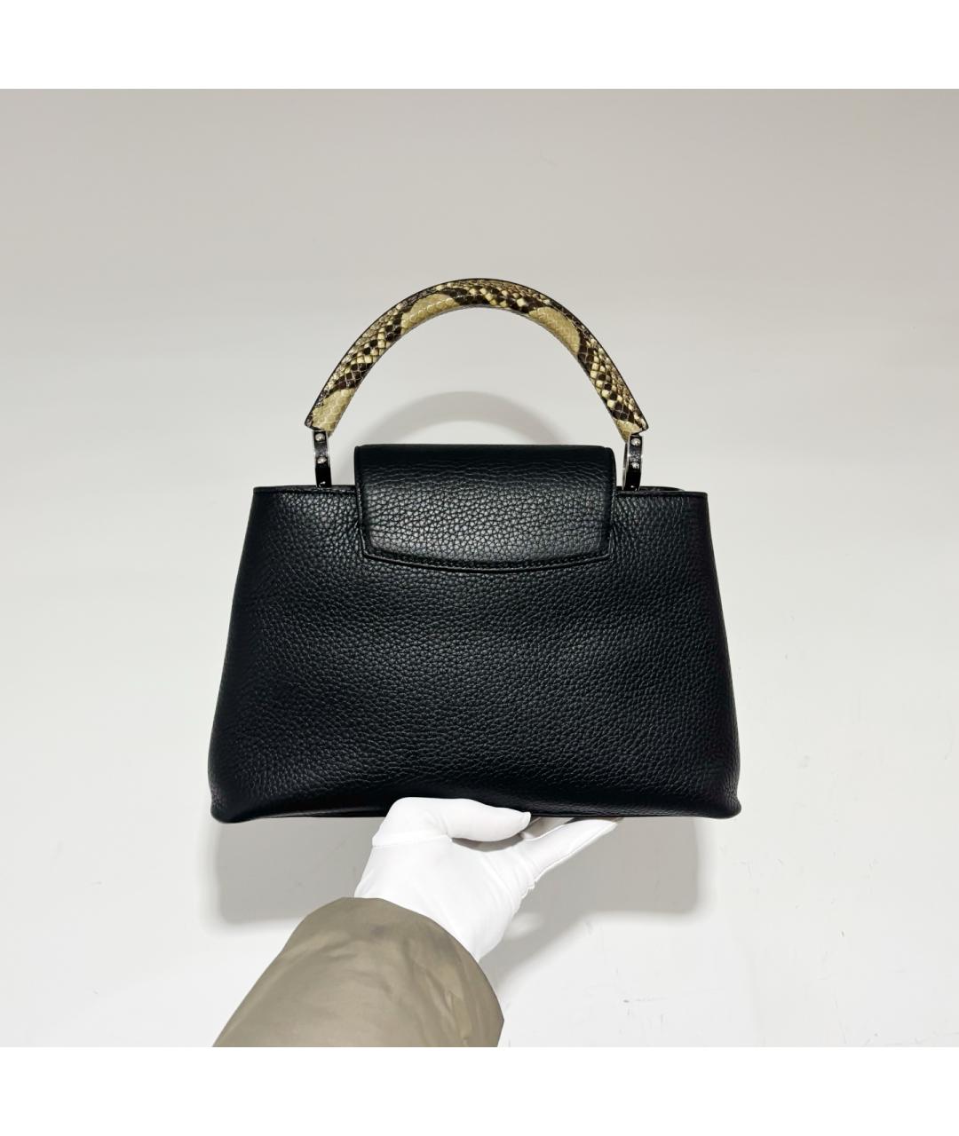 LOUIS VUITTON Черная кожаная сумка с короткими ручками, фото 3