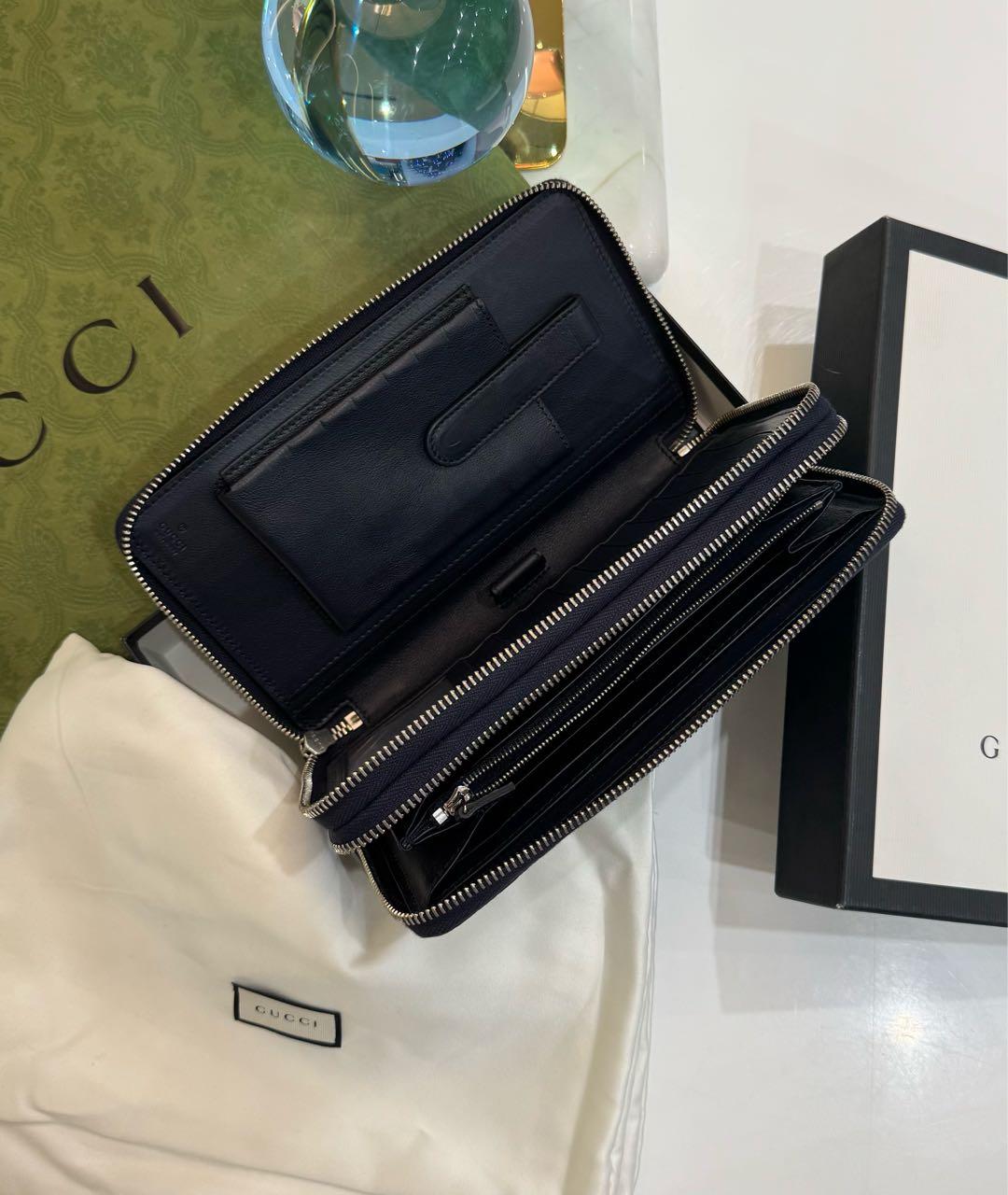 GUCCI Синяя кожаная барсетка, фото 7