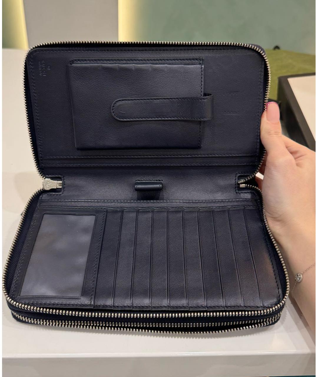 GUCCI Синяя кожаная барсетка, фото 4