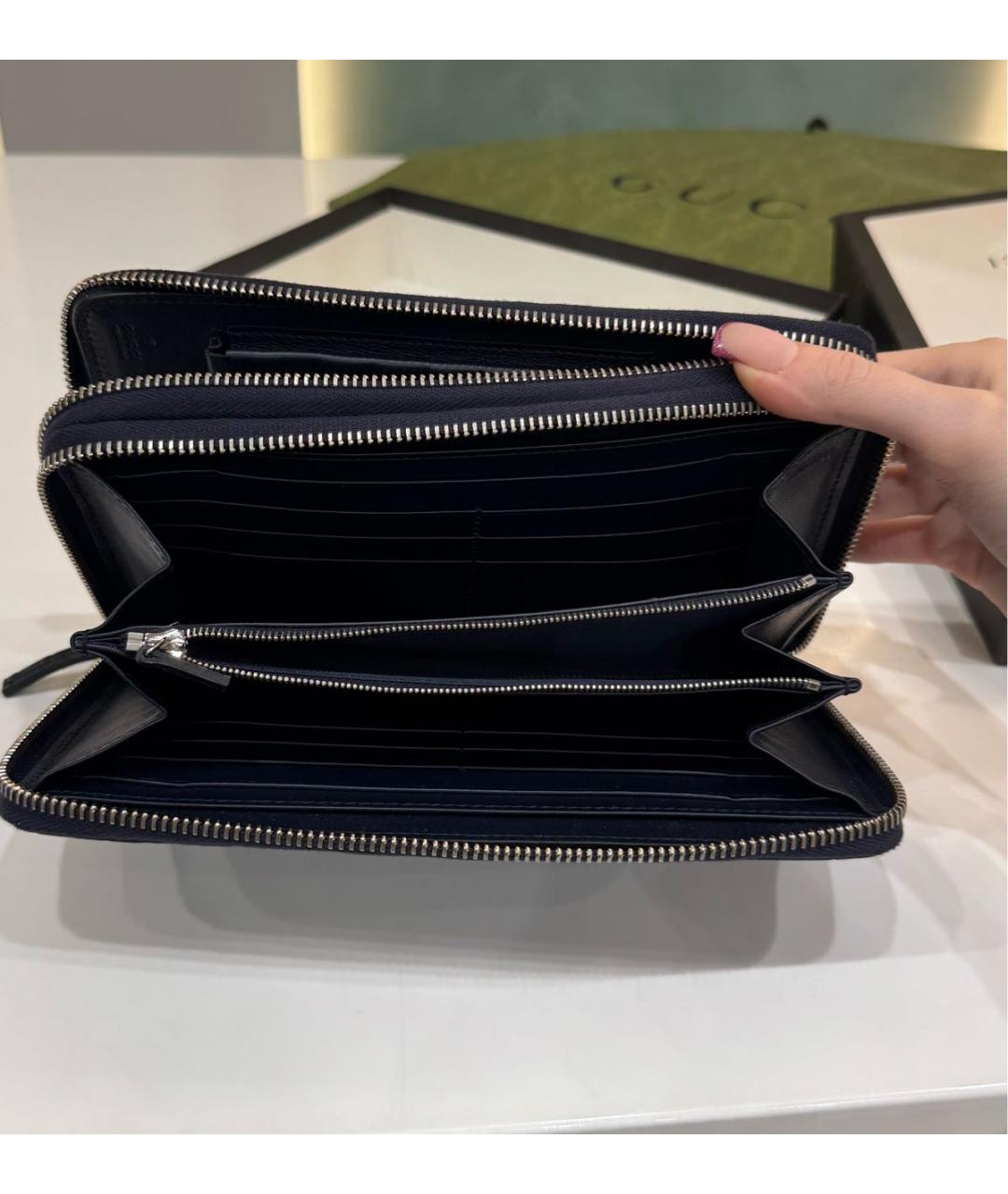 GUCCI Синяя кожаная барсетка, фото 5