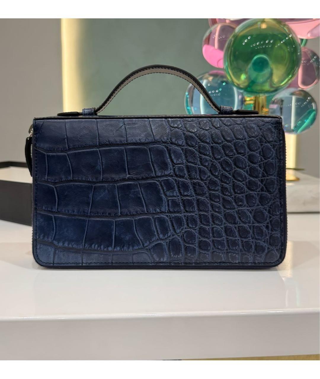 GUCCI Синяя кожаная барсетка, фото 9