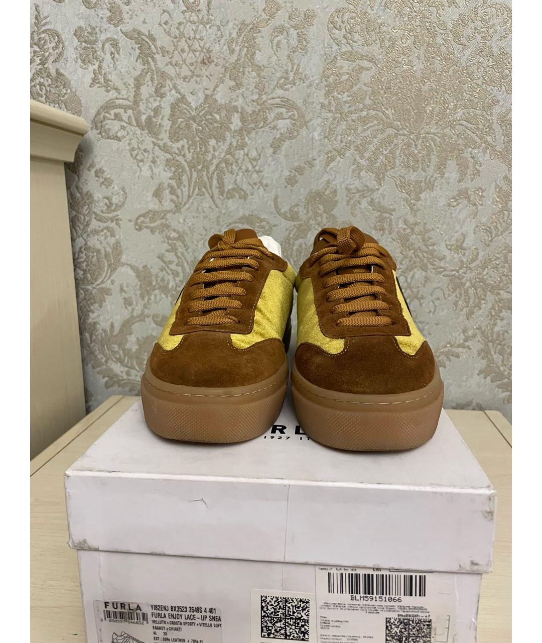 FURLA Горчичные бархатные кеды, фото 2