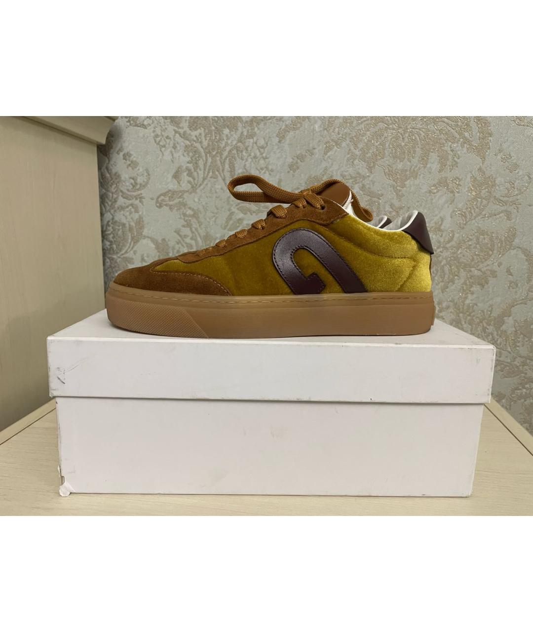 FURLA Горчичные бархатные кеды, фото 5