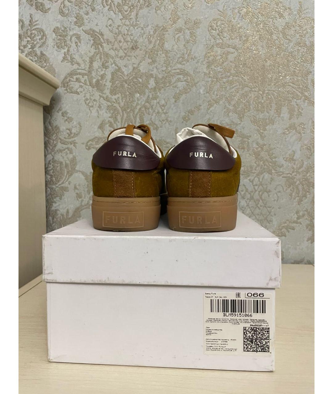 FURLA Горчичные бархатные кеды, фото 4