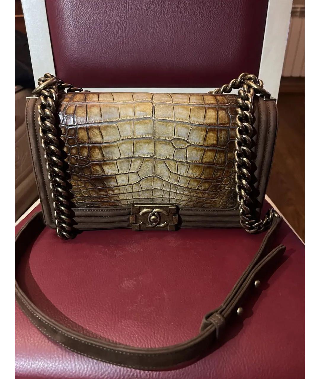 CHANEL Бежевая сумка через плечо из экзотической кожи, фото 5