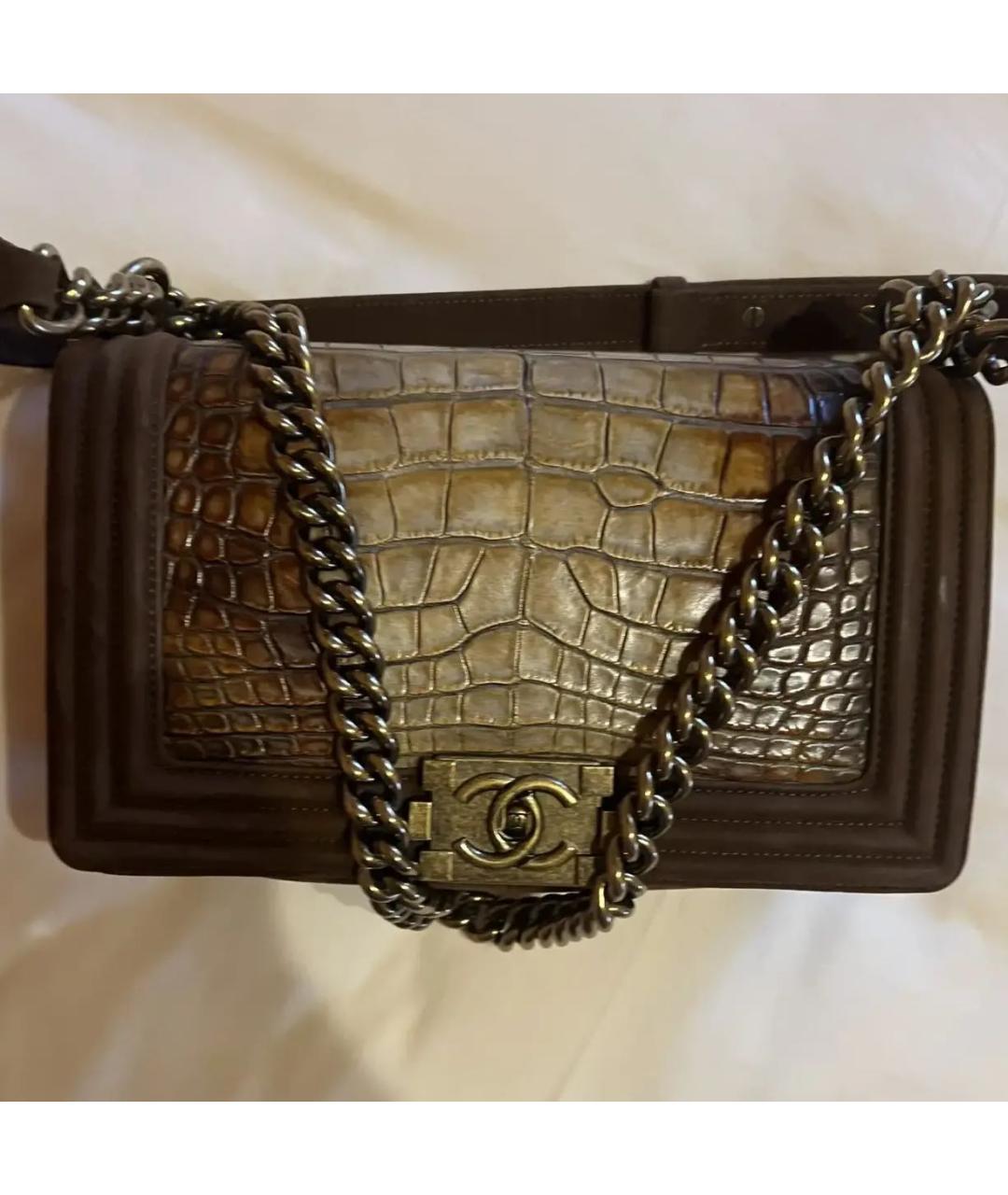 CHANEL Бежевая сумка через плечо из экзотической кожи, фото 4