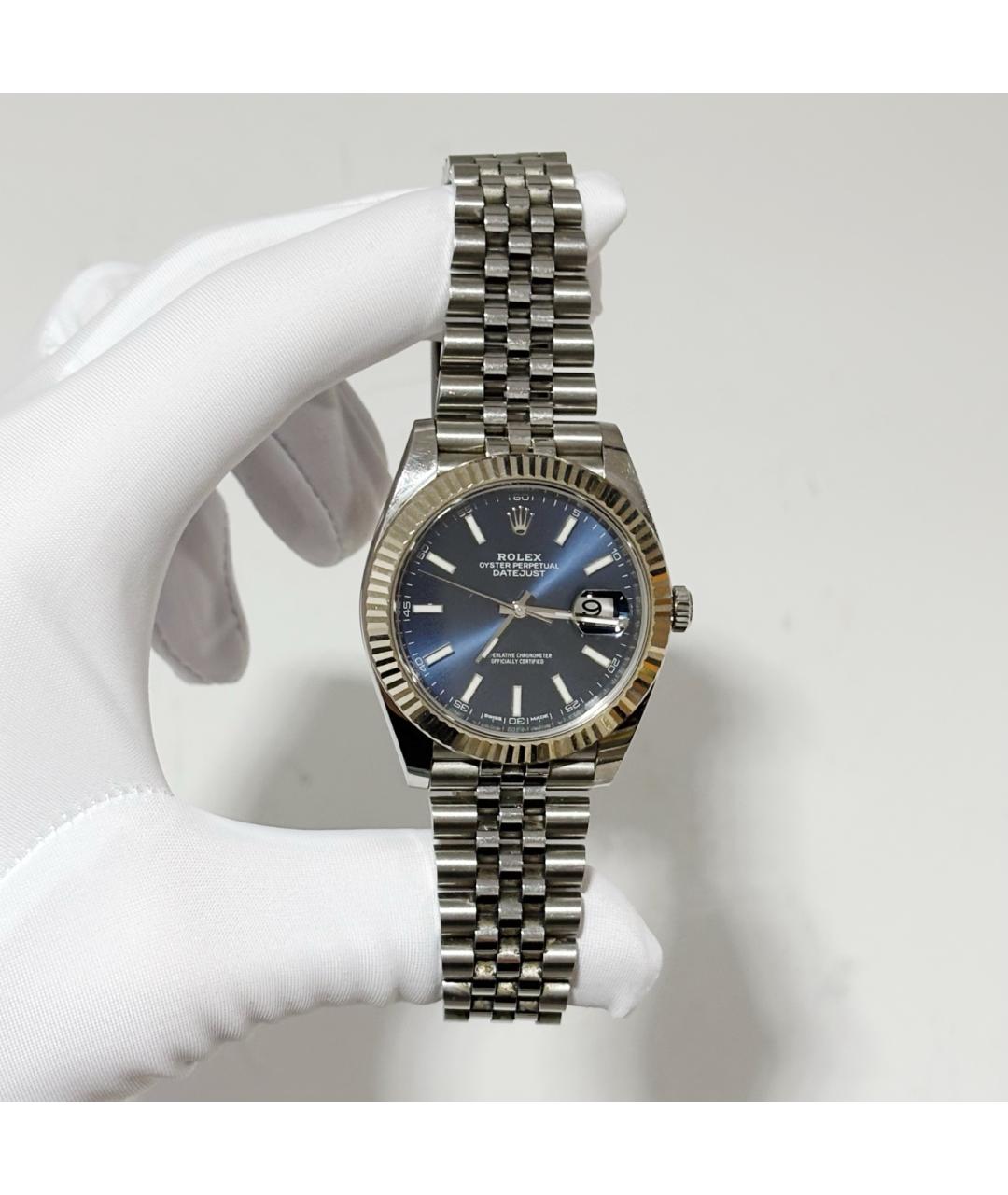 ROLEX Голубые металлические часы, фото 7