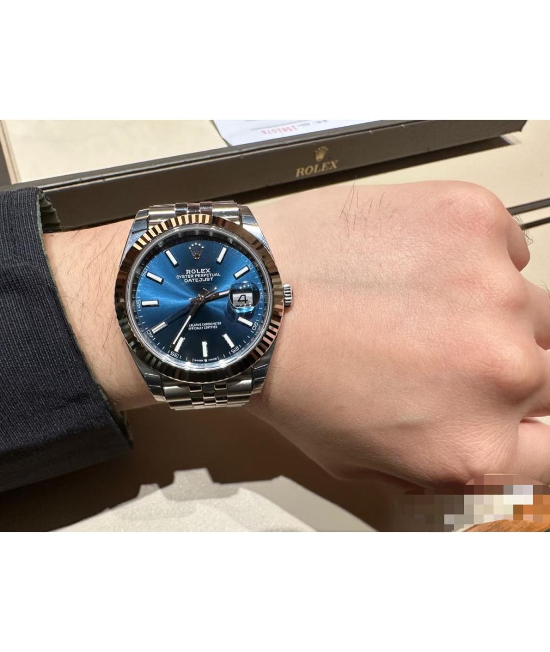 ROLEX Голубые металлические часы, фото 6