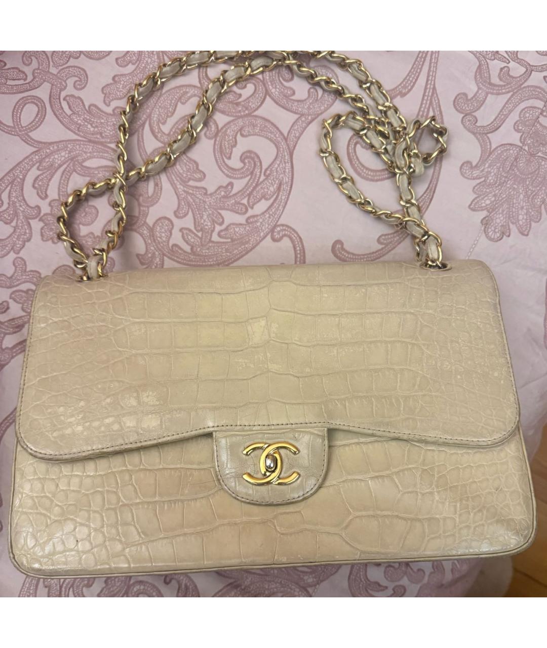 CHANEL Бежевая сумка через плечо из экзотической кожи, фото 4