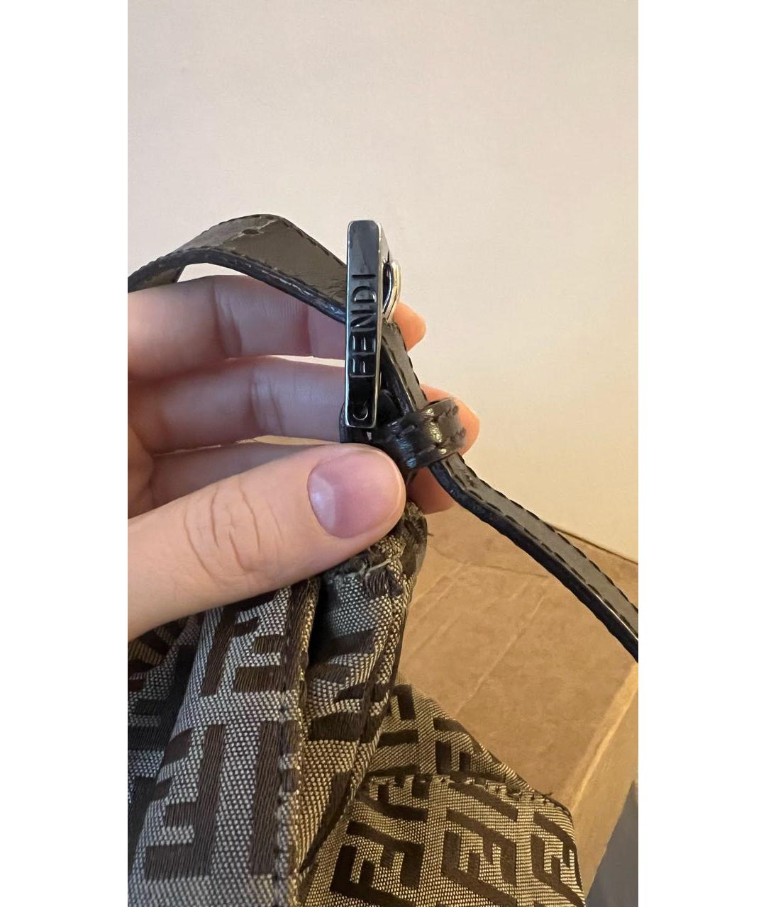 FENDI Бежевая тканевая сумка с короткими ручками, фото 5