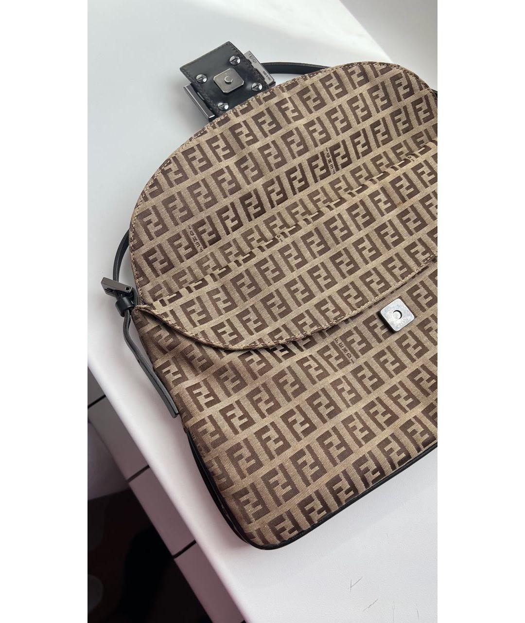 FENDI Коричневая сумка с короткими ручками, фото 7