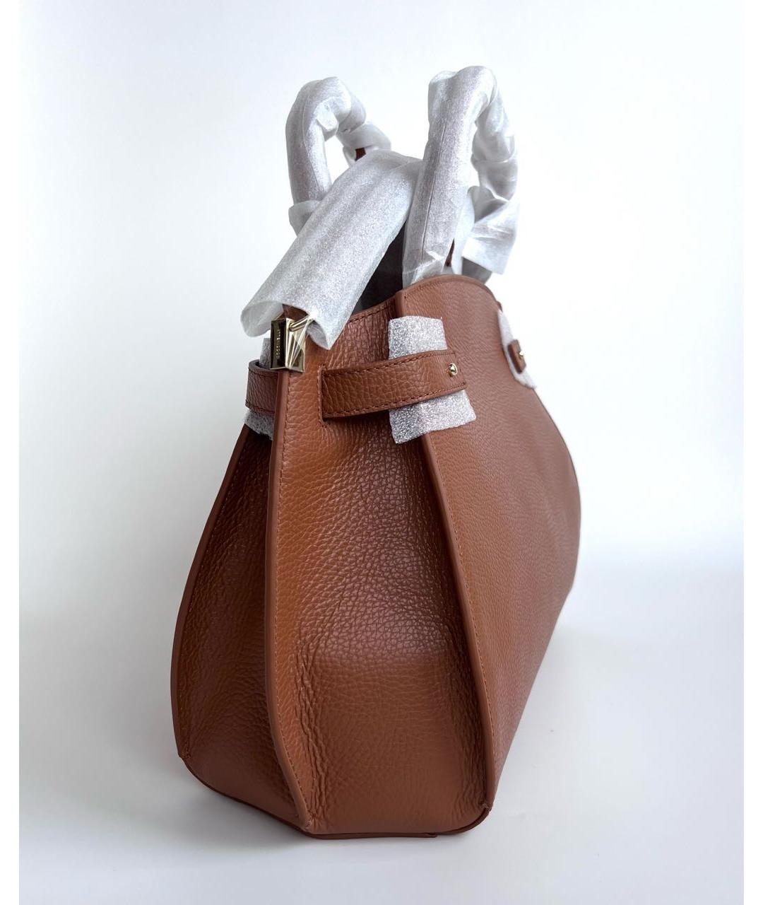 COCCINELLE Коричневая кожаная сумка с короткими ручками, фото 2