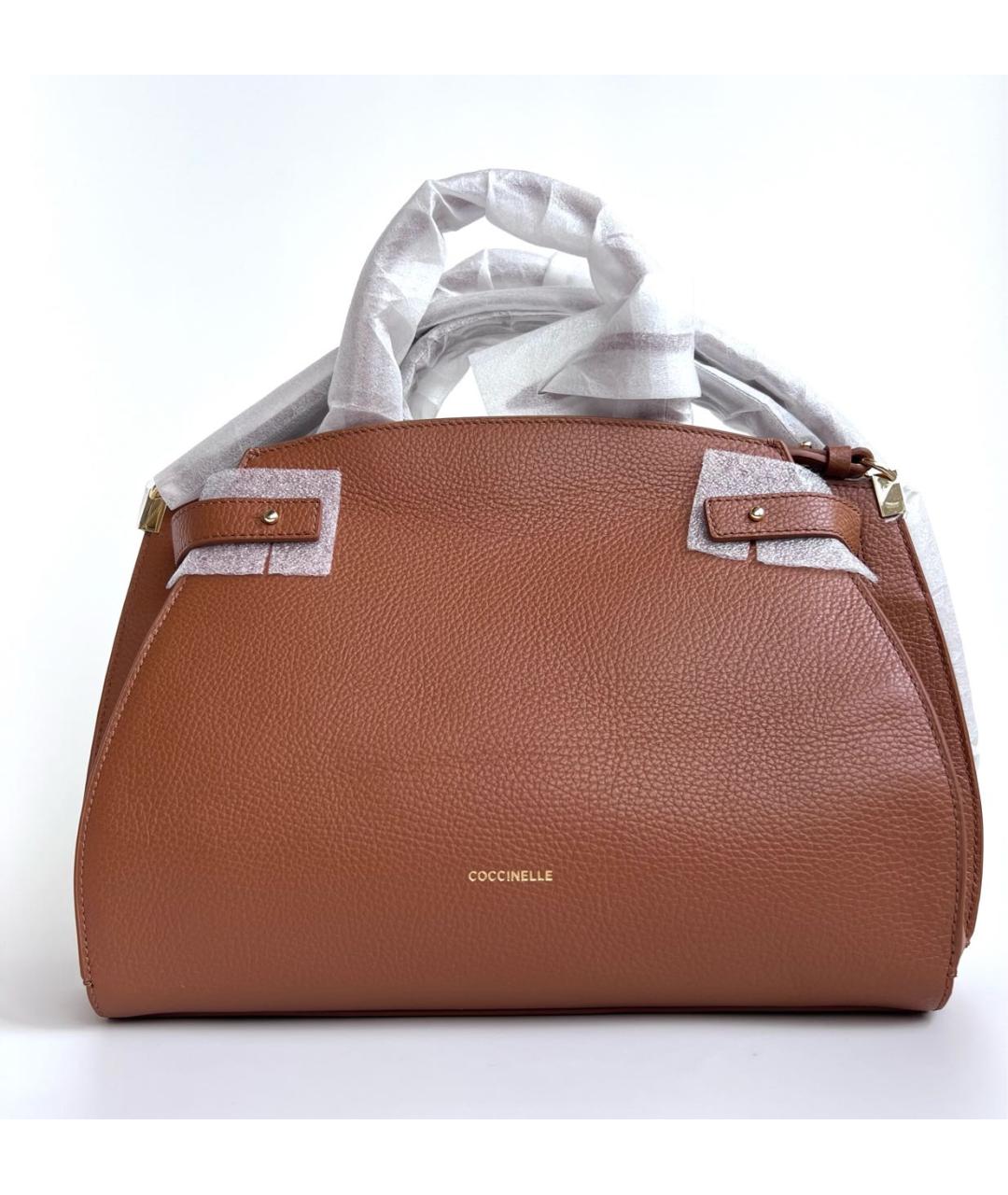COCCINELLE Коричневая кожаная сумка с короткими ручками, фото 8