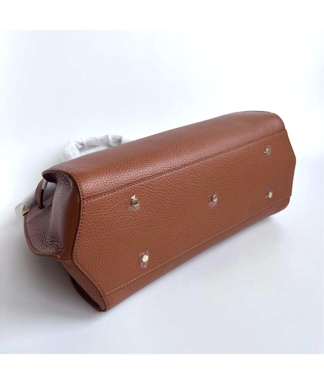 COCCINELLE Коричневая кожаная сумка с короткими ручками, фото 6