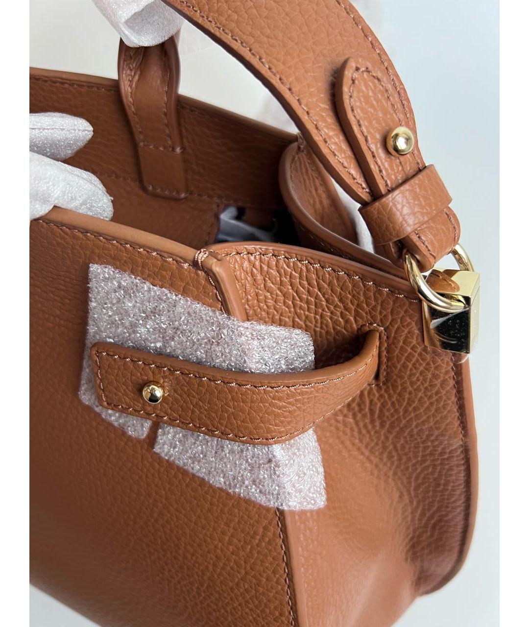 COCCINELLE Коричневая кожаная сумка с короткими ручками, фото 5
