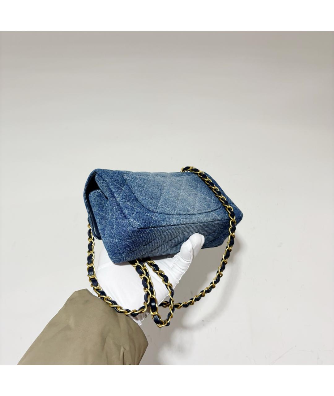 CHANEL Голубая деним сумка через плечо, фото 5