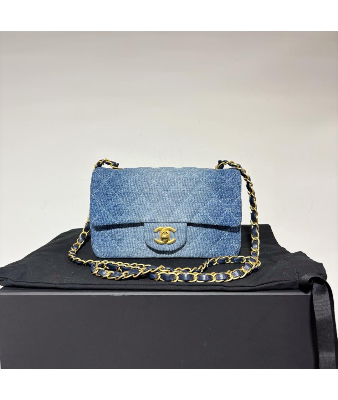 CHANEL Голубая деним сумка через плечо, фото 10