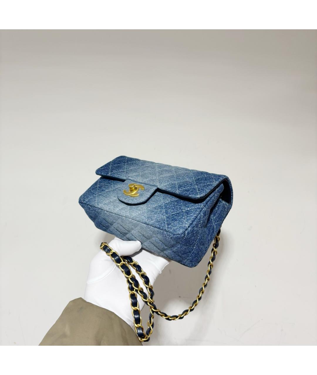 CHANEL Голубая деним сумка через плечо, фото 4