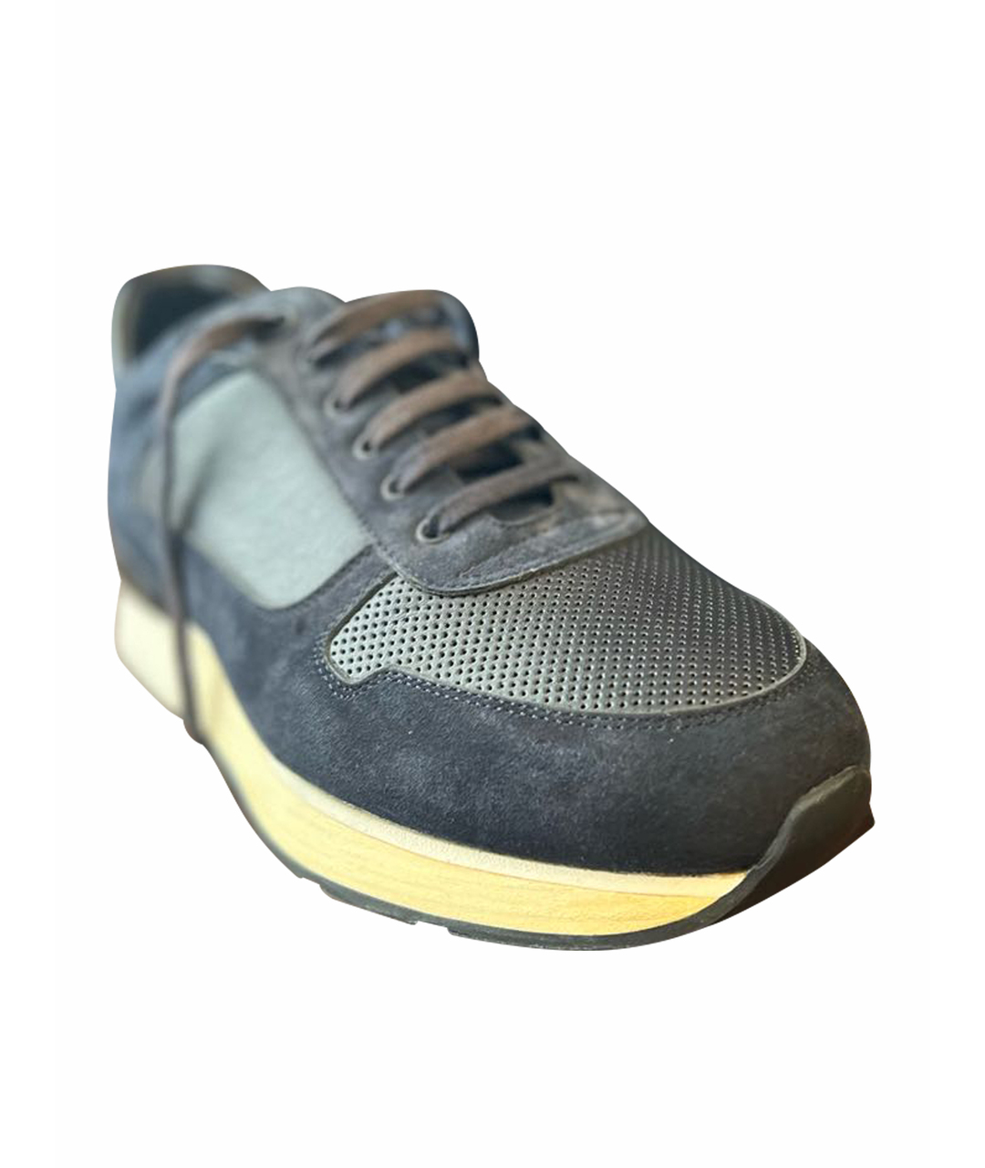 STEFANO RICCI Темно-синие замшевые высокие кроссовки / кеды, фото 1
