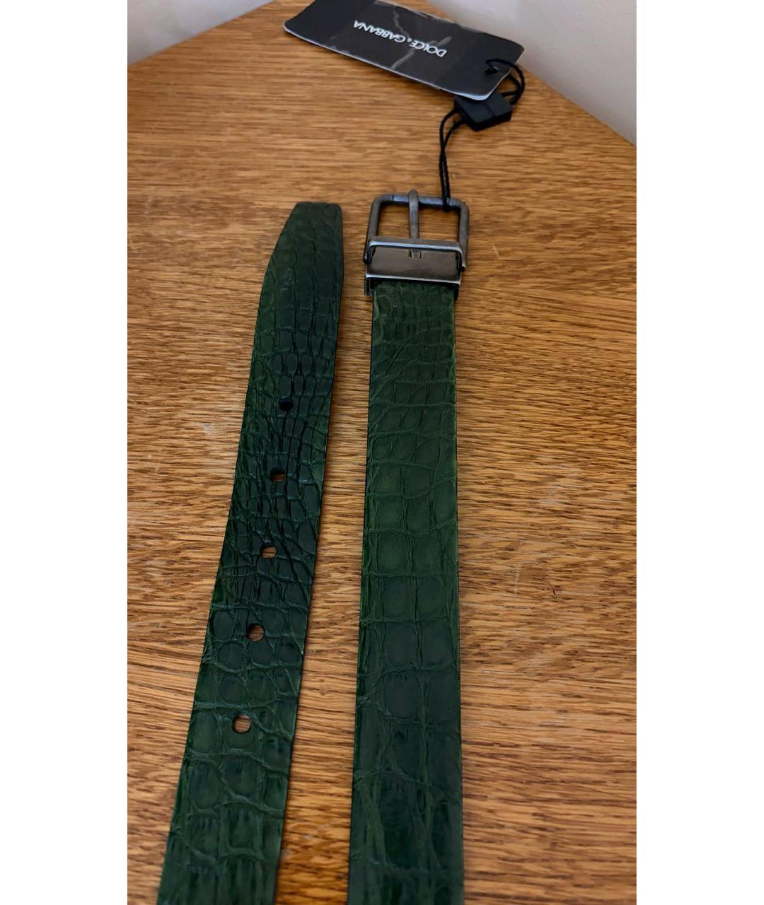 DOLCE&GABBANA Зеленый ремень из экзотической кожи, фото 2