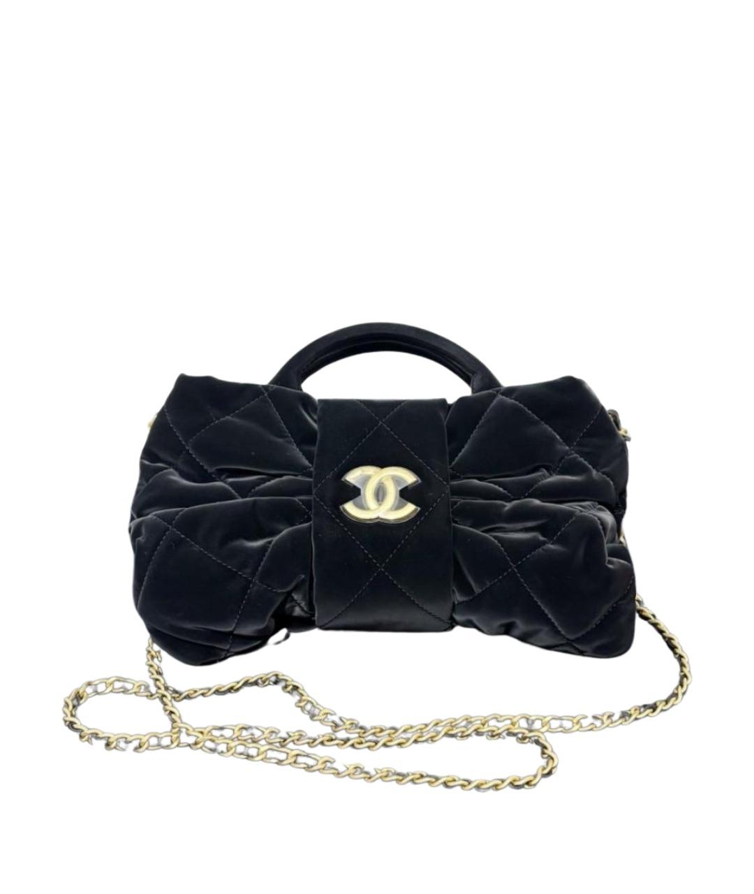 CHANEL Черная бархатная сумка с короткими ручками, фото 1