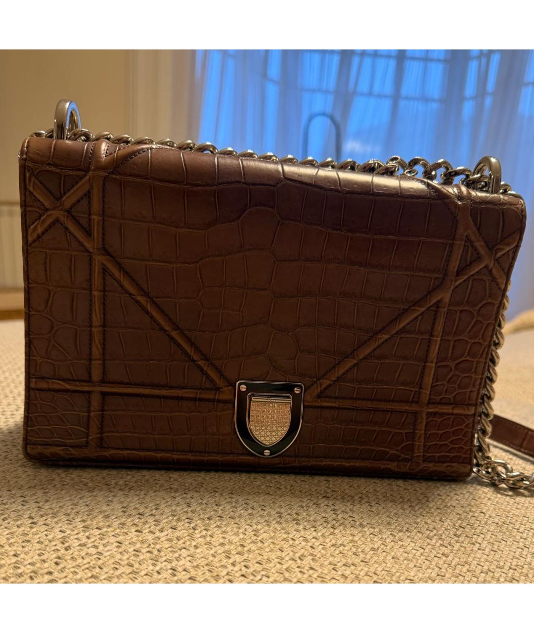 CHRISTIAN DIOR Коричневая сумка через плечо из экзотической кожи, фото 5